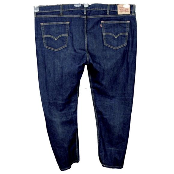 Levi’s 502 Men’s Tapered Fit Not Distressed Blue Dark Wash Size 52 X 30 Altered - Picture 2 of 6